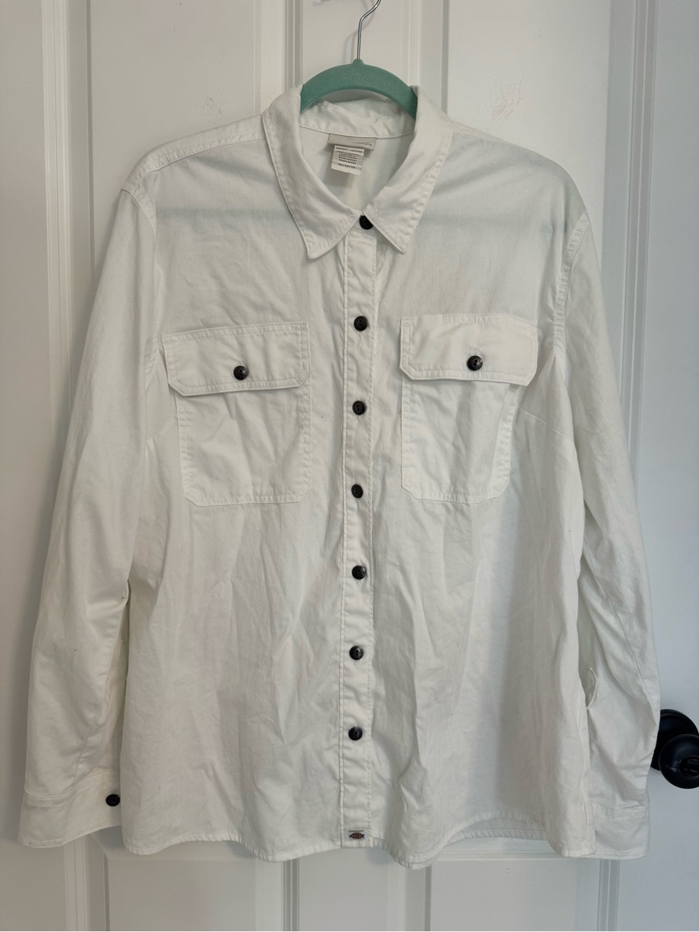 Dickies Crafted for Women White Utility Work Shirt 1X Button Front Pockets